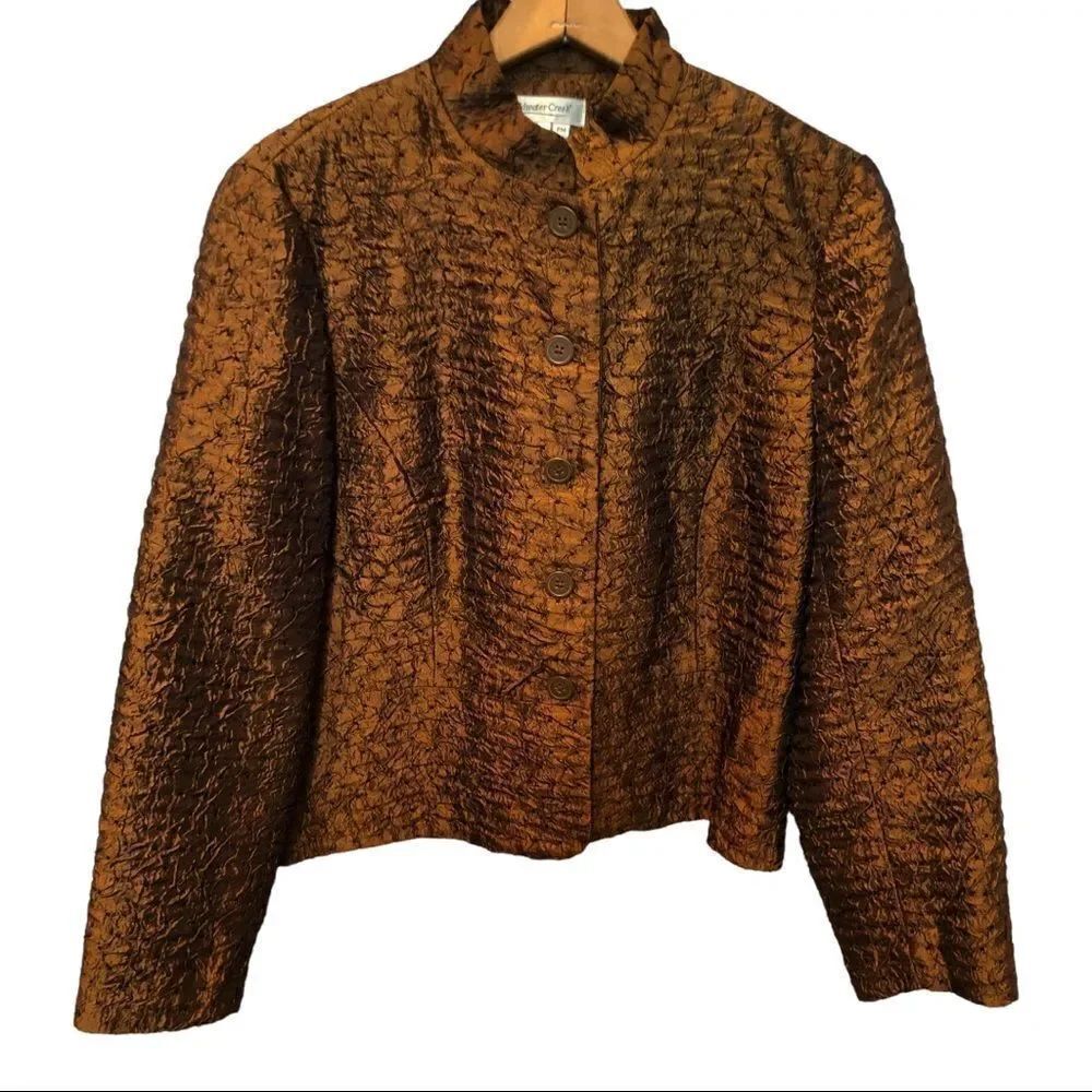 Coldwater Creek Crinkle Quilted Jacket Copper Petite Medium NWOT